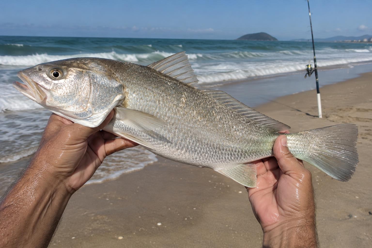 Corvina na praia